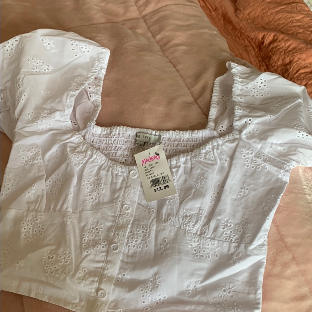 Love Tree White  Eyelet Women's Crop Top